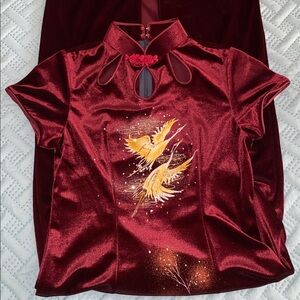 Gorgeous velour dress in Chinese style, size 2